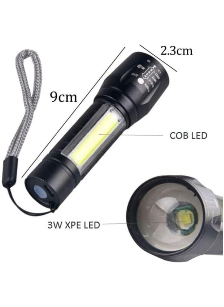 Generic - Rechargeable Mini Torch Portable Flashlight Ultra Brightest Small Handheld Pocket Light with COB Side Lantern High Powered Travel Torch for Camping Fishing and Travelling - Image 1