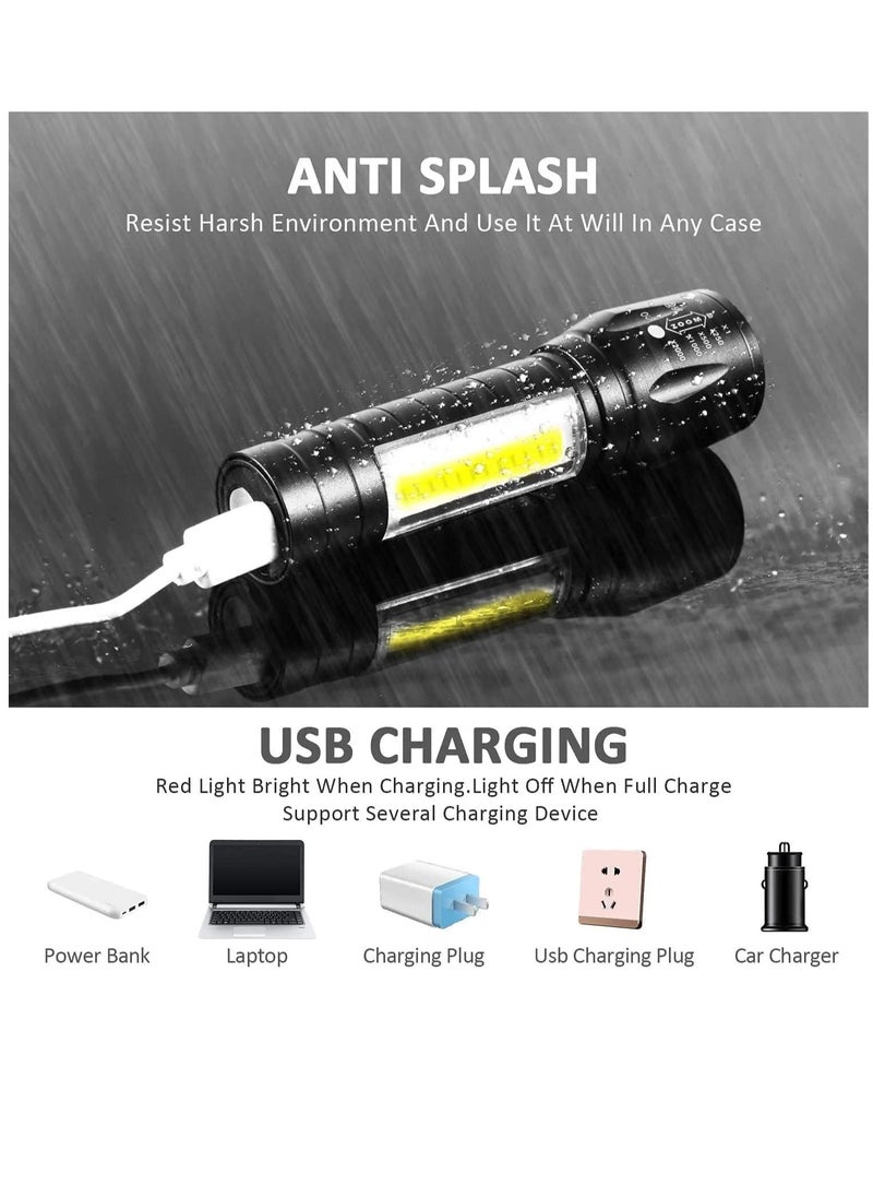 Generic - Rechargeable Mini Torch Portable Flashlight Ultra Brightest Small Handheld Pocket Light with COB Side Lantern High Powered Travel Torch for Camping Fishing and Travelling - Image 1