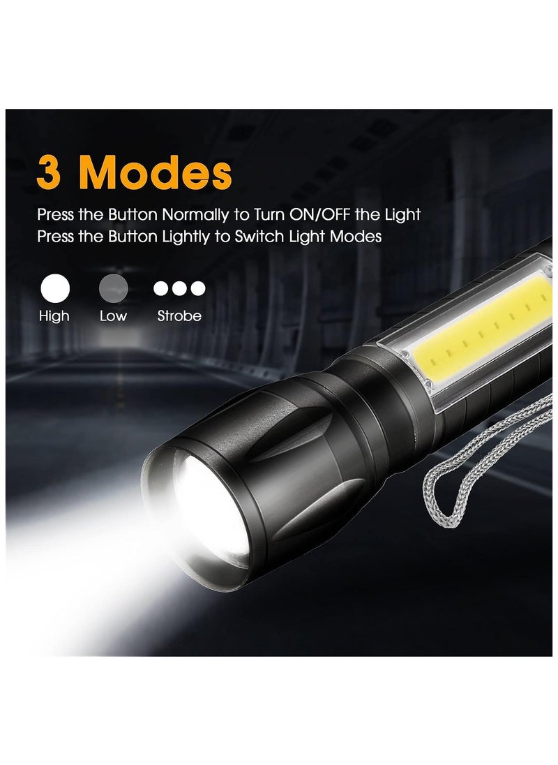 Generic - Rechargeable Mini Torch Portable Flashlight Ultra Brightest Small Handheld Pocket Light with COB Side Lantern High Powered Travel Torch for Camping Fishing and Travelling - Image 1