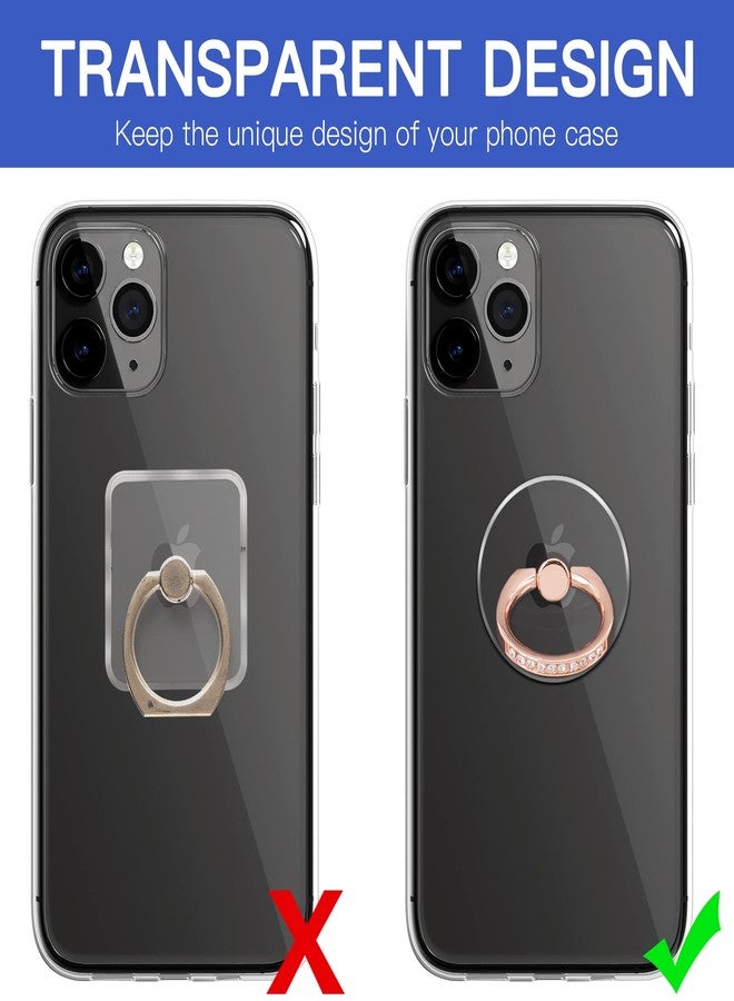 YINHEXI 2 Pcs Transparent Phone Ring Stand Holder Cell Phone Ring Holder Finger Grip 360 Degree Rotation (Rose Gold & Diamond-1) - Image 3