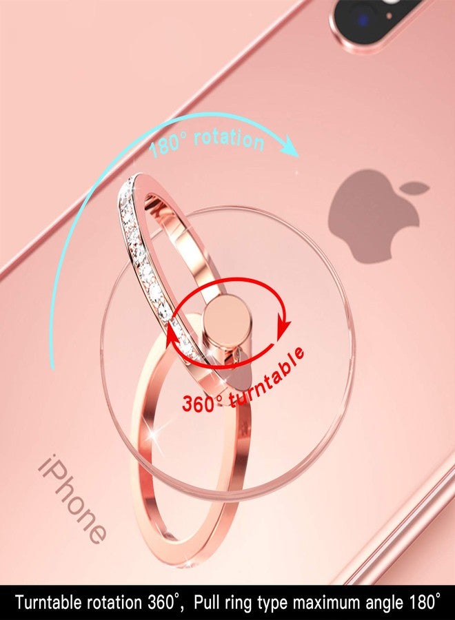 YINHEXI 2 Pcs Transparent Phone Ring Stand Holder Cell Phone Ring Holder Finger Grip 360 Degree Rotation (Rose Gold & Diamond-1) - Image 2