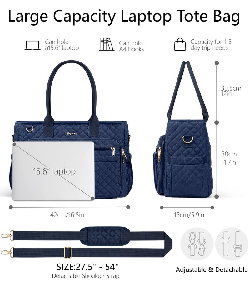 Bagstellar Teacher Tote Bags for Women, 15.6 inch Laptop Work Tote Nurse Bible Bag With Large Cup Holder & Insulated Pocket Quilted Shoulder Handbag Laptop Briefcase for Work, Daily, School, Travel, Gifts - Image 4
