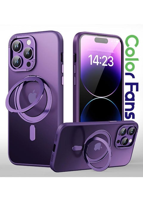 For iPhone 14 Pro Max 6.7 inch Case Magnetic Magsafe Ring Stand Deep Purple Cover