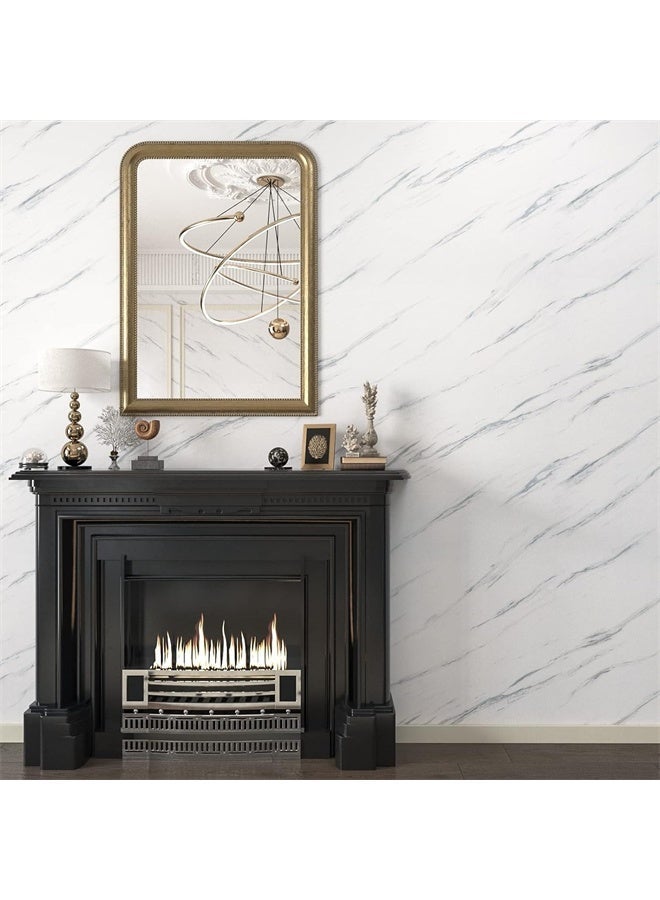 HOMESTAR Marble Paper, Self Adhesive Wallpaper Waterproof Gloss PVC Vinyl, Oil Proof, Granite Paper for Furniture Cover Surface, Countertop, Kitchen, White - Image 4
