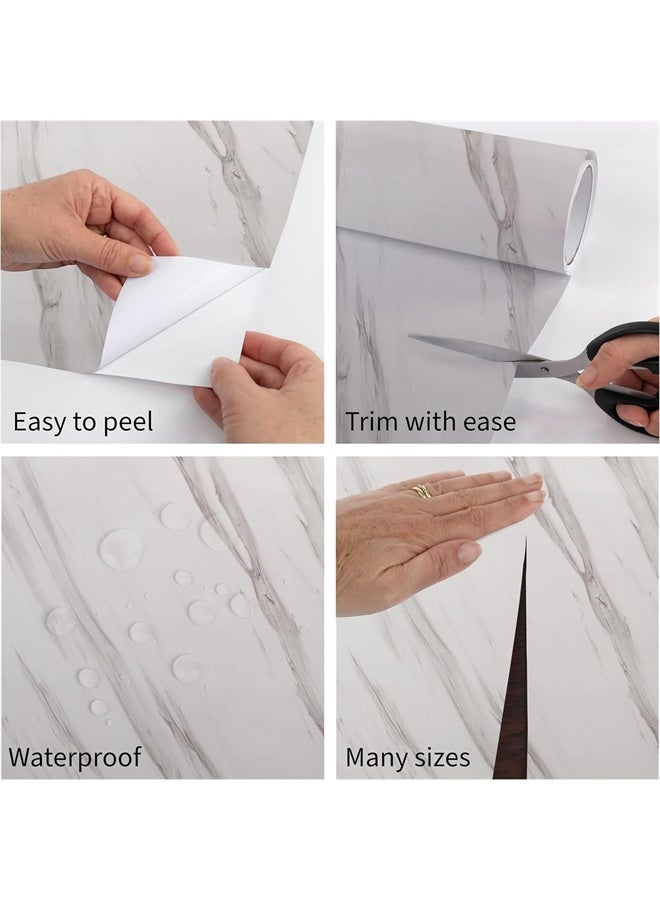 HOMESTAR Marble Paper, Self Adhesive Wallpaper Waterproof Gloss PVC Vinyl, Oil Proof, Granite Paper for Furniture Cover Surface, Countertop, Kitchen, White - Image 5