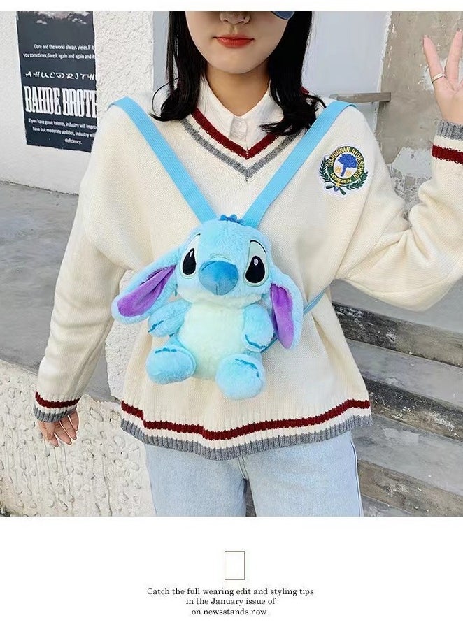 STITCH Stitch Plush Backpack,Cartoon doll,School backpack bag Blue 28cm  - Image 3