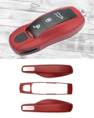 LIMBQS Key Case Key Cover for Porsche Macan Cayenne 718 Car Key Protection Keychain for Porsche Cayman Panamera 911 Boxster Bordeaux red - Image 1