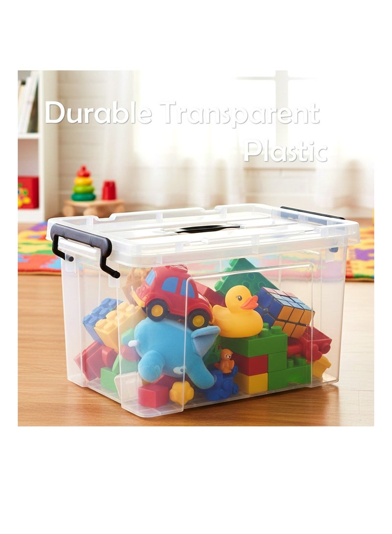 Houzi 16 L x 6 Storage Box with Lockable Lid and Wheel Clean Plastic Organizer Transparent Box Storing Toys Clothes Tools Office Documents Medicine - Image 5