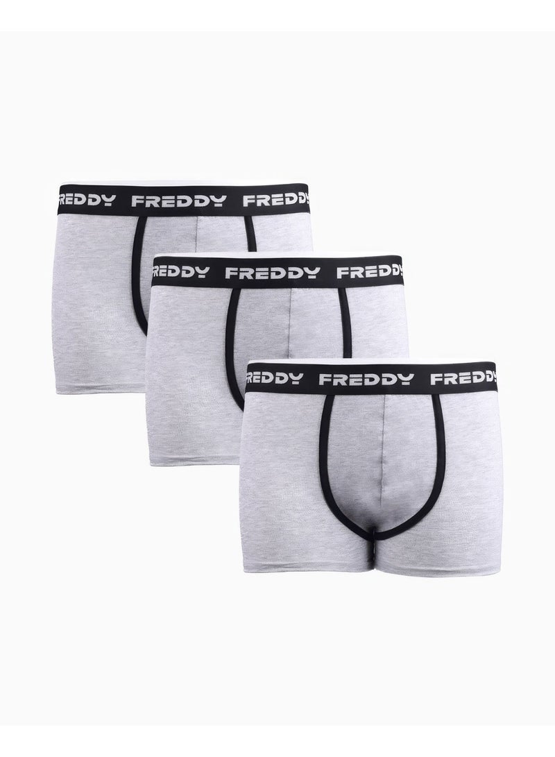 FREDDY Men’s Sports Boxers 3-Pack Grey | Comfortable Men’s Underwear, Breathable Boxer Shorts for Men - Image 1