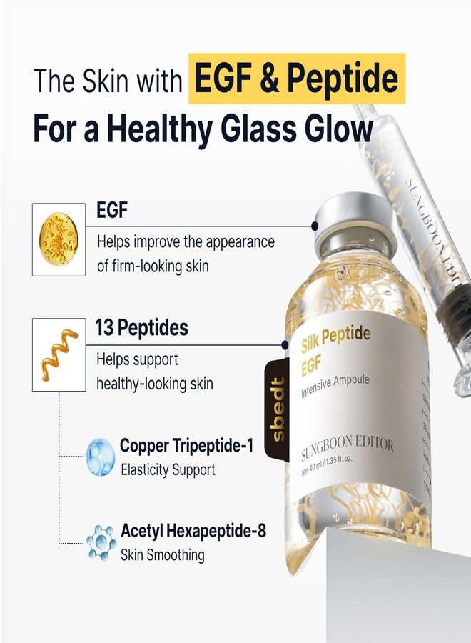 SUNGBOON EDITOR Glow Intensive Deep Collagen Silk Peptide EGF Ampoule, Copper Peptides Serum for Face with Multi Peptides, Hydrating Korean Skincare Facial Serum for Smooth-Looking Skin, 1.35 fl oz - Image 3