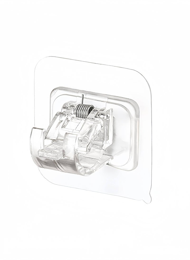 12 Pcs Self Adhesive Curtain Rod Bracket, No Drill Curtain Hooks, Transparent Finish, Plastic Material, Ideal for Smooth Walls, Maximum Load 5KG - Image 2