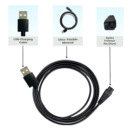 Upix USB Syska Trimmer Charging Cable 1 Meter (3.2 Feet), Compatible Only for Syska Trimmer, Shavers, Body Groomers (Match Cable Port before Ordering, Check Images) (Works with 5V USB Adapter Only) - Image 4