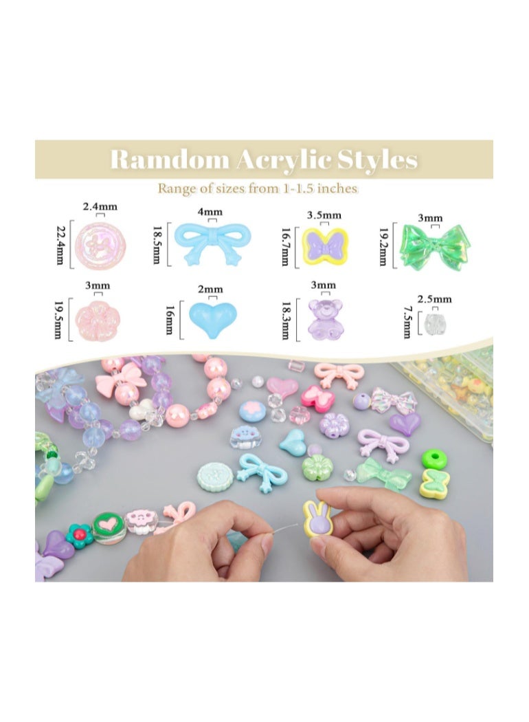 Capstro 180–240PCS Kawaii Acrylic Jewelry Making Kit (160g) – Pink, Purple, Blue & Green Resin Charms & Beads for DIY Bracelets, Necklaces, Keychains & Crafts – Fun Craft Set for Kids & Adults - Image 2