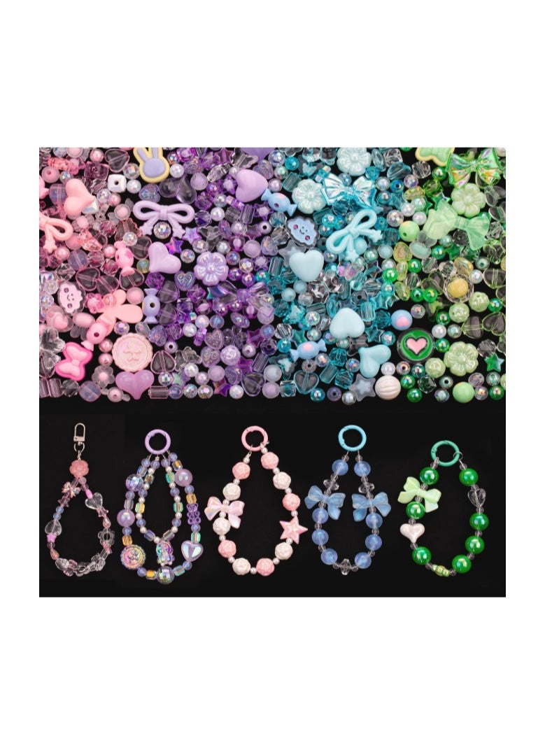 Capstro 180–240PCS Kawaii Acrylic Jewelry Making Kit (160g) – Pink, Purple, Blue & Green Resin Charms & Beads for DIY Bracelets, Necklaces, Keychains & Crafts – Fun Craft Set for Kids & Adults - Image 1