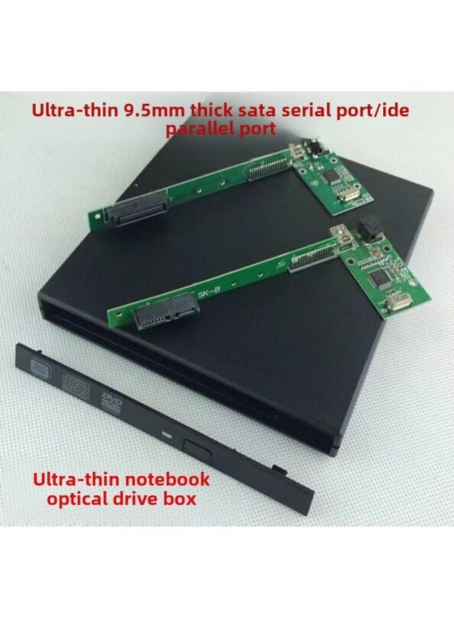 Direct USB2.0 External Computer Universal IDE/SATA Interface 9.5MM Mobile Optical Drive Box Kit-Color:Black  - Image 1