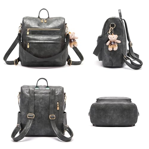 Soperwillton Women Backpack Purse Multipurpose Design Handbags Shoulder Bag PU Leather Travel bag Backpack Set 2pcs - Image 2
