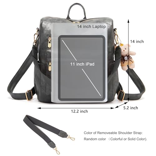 Soperwillton Women Backpack Purse Multipurpose Design Handbags Shoulder Bag PU Leather Travel bag Backpack Set 2pcs - Image 5