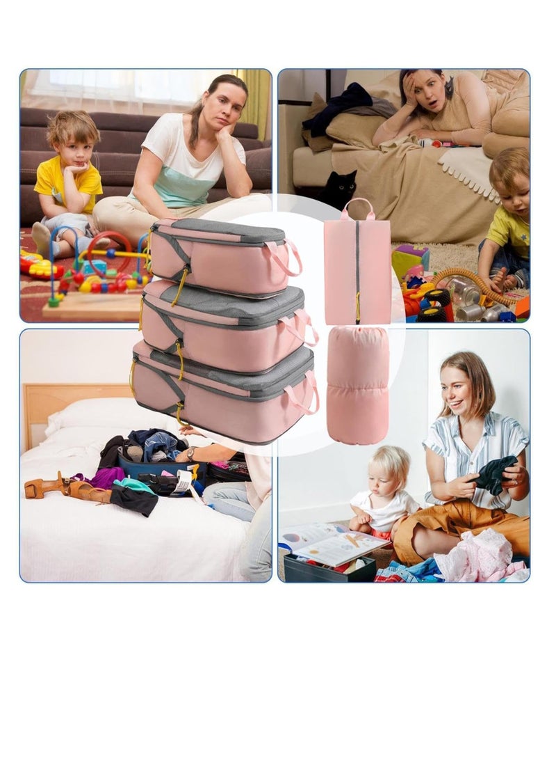 Excefore Ultra Space Saving Self-Compression Organizer, Space Saver Bags, Self-Compression Design Clothing Storage Bags, Heavy Duty Moving Bags, Compressed Storage Bags for Clothing, Blankets, Pink  - Image 5