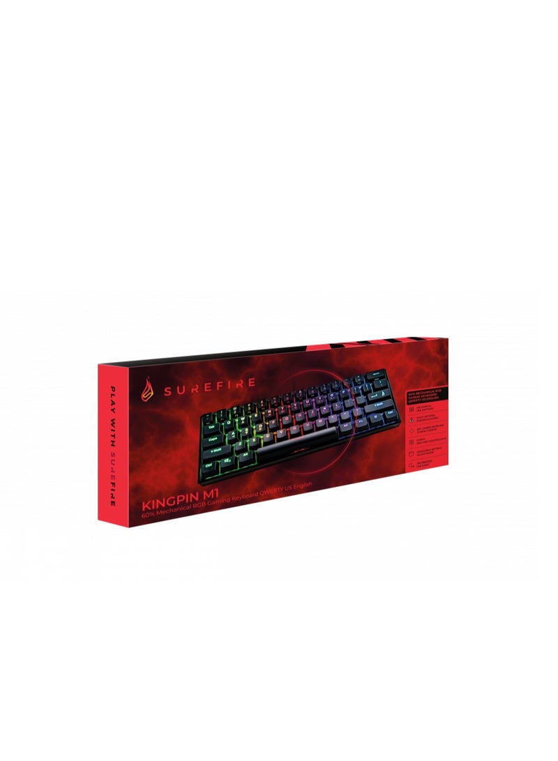 SureFire Kingpin M1 60% Mechanical Gaming Keyboard Italian, Gaming Keyboard Small & Mobile, RGB Keyboard with Lighting, 100% Anti-Ghosting Keys, Italian Layout QWERTY - Image 1