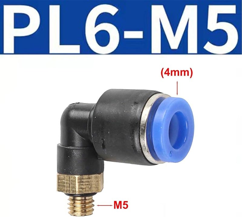 PL6 M5 تركيب كوع هوائي 360 درجة قابل للدوران دفع للاتصال نحاس بلاستيك موصل ملولب لأنابيب الهواء مقاوم للتسرب عالي الضغط - Image 3