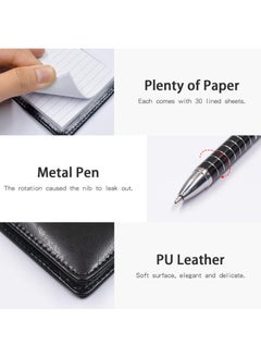 Sweet seven Pocket Notepad Set with Pen and Refills - 5 Small Notepads, 3x5 Inches, 50 Lined Pages per Pad - Perfect for Offices, Schools, and Restaurants（Black）  - Image 2