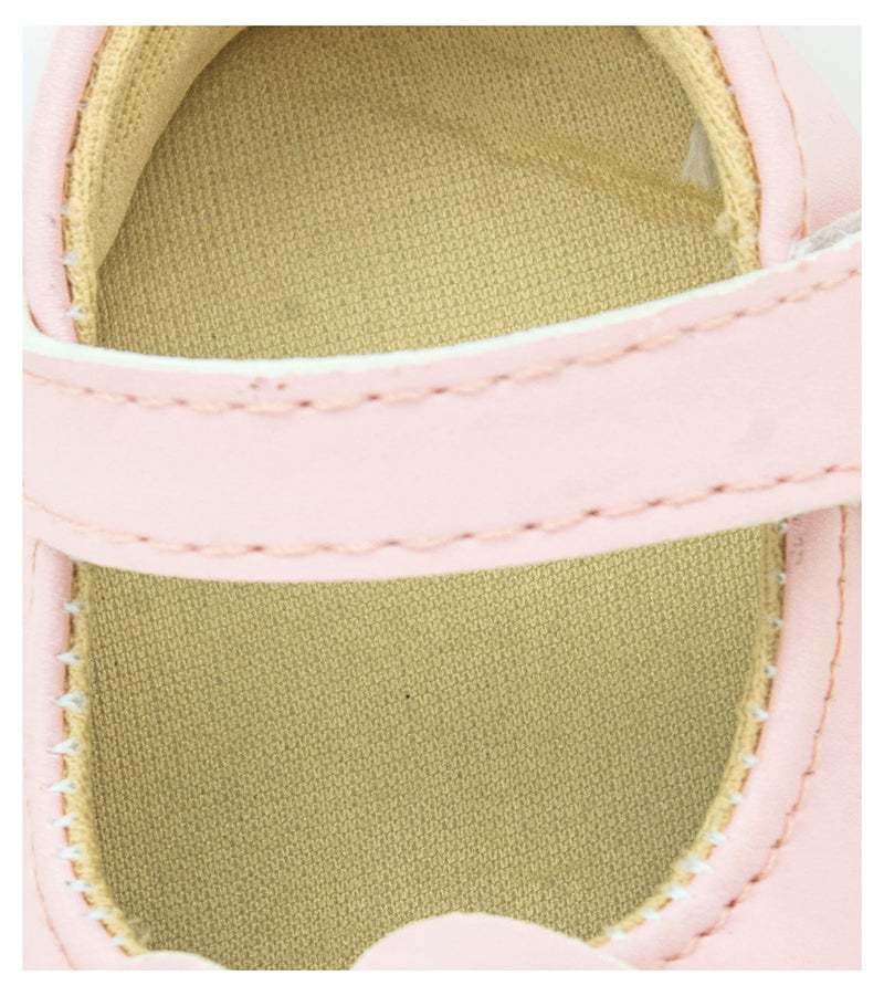 Neska Moda 6 To 12 Months Baby Girls Synthetic Leather/Rexine Floral Baby Sandal Booties (Baby Pink)-BT1218 - Image 4