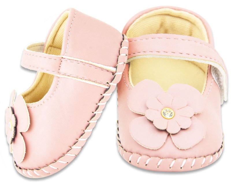 Neska Moda 6 To 12 Months Baby Girls Synthetic Leather/Rexine Floral Baby Sandal Booties (Baby Pink)-BT1218 - Image 2