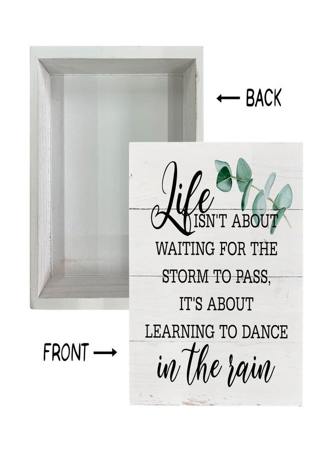 Razpah Inspirational Wood Signs, Wooden Box Sign Desk Decor, Positive Home Decor Sign, Encouragement Gift, Life isn't about Waiting for the Storm to Pass It's About Learning to Dance In The Rain - Image 3