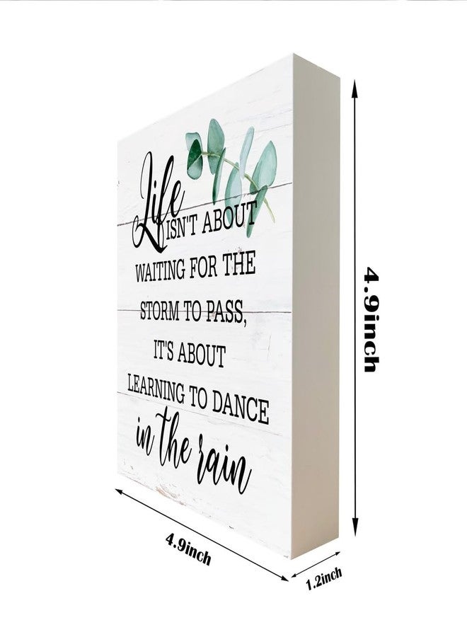 Razpah Inspirational Wood Signs, Wooden Box Sign Desk Decor, Positive Home Decor Sign, Encouragement Gift, Life isn't about Waiting for the Storm to Pass It's About Learning to Dance In The Rain - Image 2