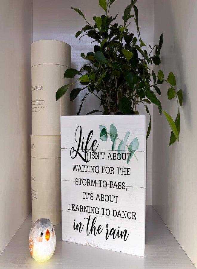 Razpah Inspirational Wood Signs, Wooden Box Sign Desk Decor, Positive Home Decor Sign, Encouragement Gift, Life isn't about Waiting for the Storm to Pass It's About Learning to Dance In The Rain - Image 4