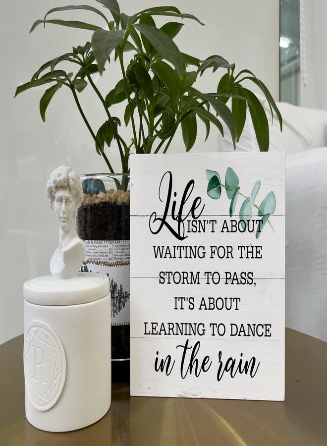 Razpah Inspirational Wood Signs, Wooden Box Sign Desk Decor, Positive Home Decor Sign, Encouragement Gift, Life isn't about Waiting for the Storm to Pass It's About Learning to Dance In The Rain - Image 5