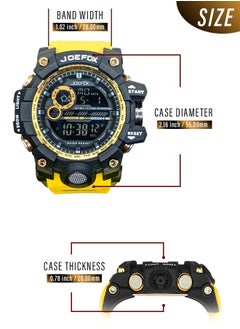 JoeFox Digital Backlight Sports Watch Casual Dual Display Stopwatch Multifunction Military Classical Calendar WristWatch Shock Resist Waterproof Watch for Men Yellow  - Image 2