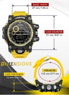 JoeFox Digital Backlight Sports Watch Casual Dual Display Stopwatch Multifunction Military Classical Calendar WristWatch Shock Resist Waterproof Watch for Men Yellow  - Image 4
