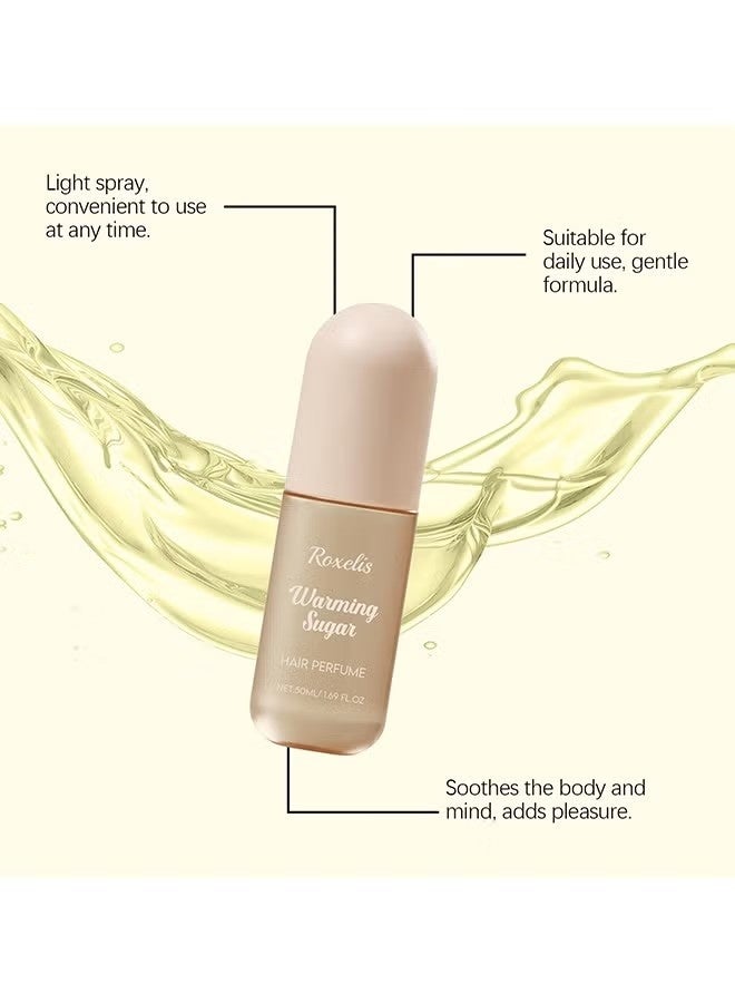 Roxelis Warming Sugar Hair Perfume For Women, Clean, Deodorizing And Patented Odor-Eliminating Technology, Body Mist, Freshen Hair, Body And Pillows, Sweet Citrus And Warm Vanilla Scent, 50ML - Image 4