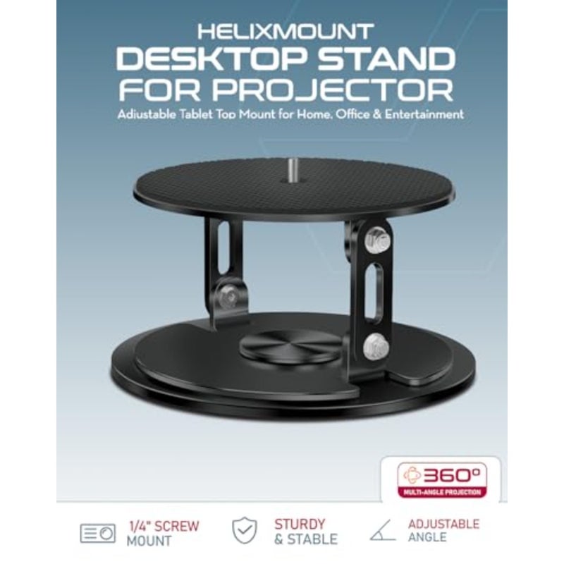 Helixmount Desktop Projector Stand: Aluminium Alloy, Black, Folding Adjustable Tilt for Home Office and Entertainment Use - Image 2