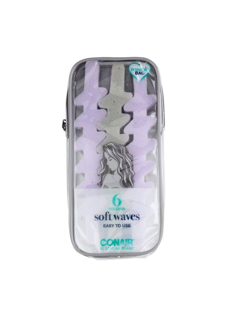 CONAIR Conair Heatless ZShaped ZigZag Foam Hair Rollers Assorted Colors 6Pieces 