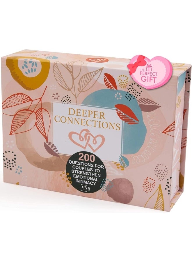 VNS Creations - VNS Creations Deeper Connections - 200 Couples Conversation Cards - Build Strong Relationships and Deeper Intimacy - Couples Card Games for Adults - Couple Games for Date Night - Games for Couples - Image 1