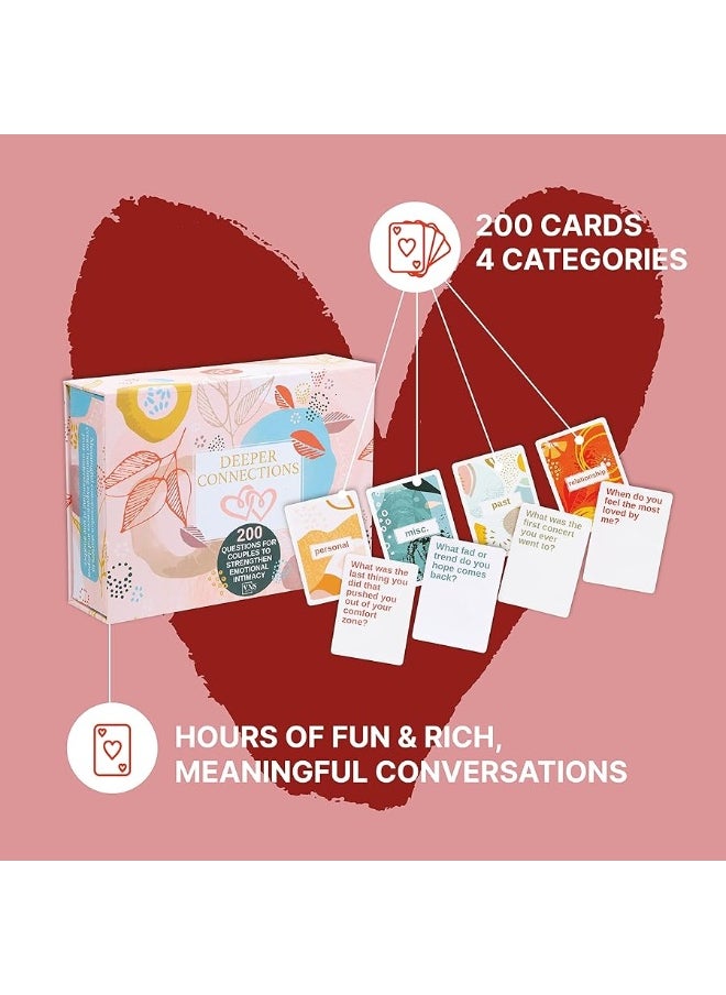 VNS Creations - VNS Creations Deeper Connections - 200 Couples Conversation Cards - Build Strong Relationships and Deeper Intimacy - Couples Card Games for Adults - Couple Games for Date Night - Games for Couples - Image 1