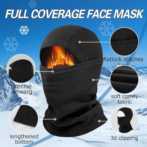 NORTHWIND Winter mask for Men Unisex Polar Fleece Thick Warm Full Cover Face Mask Winter Cap ski mask Winter Accessories for Men Cold Weather (Black) - Image 3