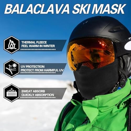 NORTHWIND Winter mask for Men Unisex Polar Fleece Thick Warm Full Cover Face Mask Winter Cap ski mask Winter Accessories for Men Cold Weather (Black) - Image 2