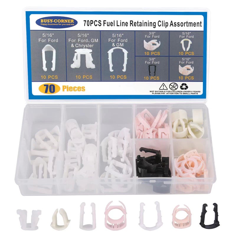 BUSYCORNER 70 Pieces Fuel Line Retaining Clip Fuel Line Retainer Clip Assortment Kit