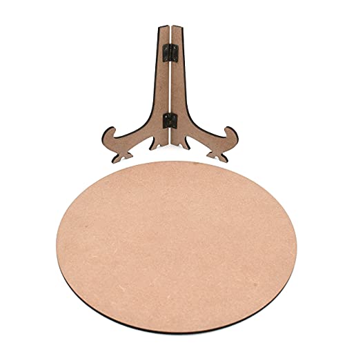 IVEI Round Plate With Foldable Stand - Set of 5 - MDF Plain Art Board for Painting, Wooden Sheet Craft, Decoupage, Resin Art Work & Decoration - Image 3