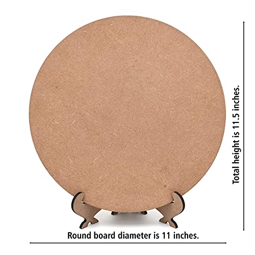 IVEI Round Plate With Foldable Stand - Set of 5 - MDF Plain Art Board for Painting, Wooden Sheet Craft, Decoupage, Resin Art Work & Decoration - Image 5