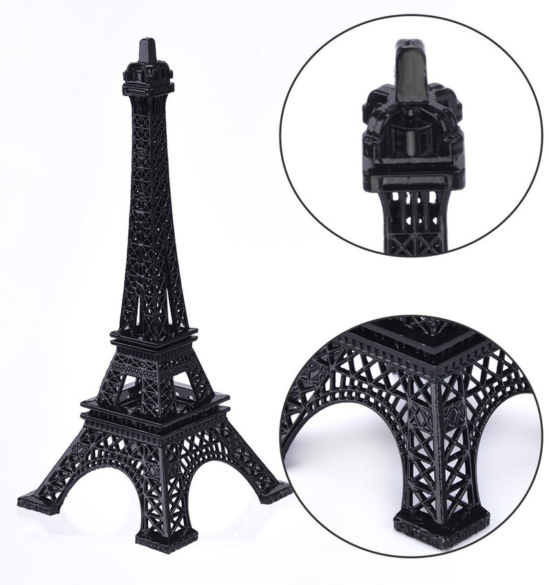 ESHATO Black Metal Eiffel Tower Statue, 7inch Decorative Figurine Replica Stand Holder for Cake Topper Table Decor Gift Party Home Decoration - Image 3