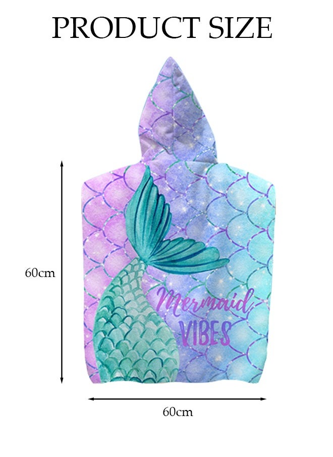 DUNISO Kids Hooded Bath Robe Microfiber Mermaid Beach Towels for Travel Quick Dry Towel for Swimmers Sand Proof Beach Towels for Kids Cool Pool Towels Beach Accessories Super Absorbent Towel  - Image 4