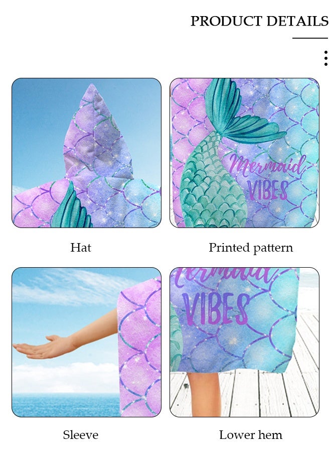 DUNISO رداء حمام للأطفال بغطاء رأس من الألياف الدقيقة ومناشف شاطئ حورية البحر للسفر ومنشفة سريعة الجفاف للسباحين ومناشف شاطئ مقاومة للرمال للأطفال ومناشف حمام سباحة رائعة وإكسسوارات شاطئ ومنشفة فائقة الامتصاص - Image 5