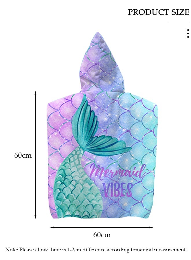 DUNISO رداء حمام للأطفال بغطاء رأس من الألياف الدقيقة ومناشف شاطئ حورية البحر للسفر ومنشفة سريعة الجفاف للسباحين ومناشف شاطئ مقاومة للرمال للأطفال ومناشف حمام سباحة رائعة وإكسسوارات شاطئ ومنشفة فائقة الامتصاص - Image 2