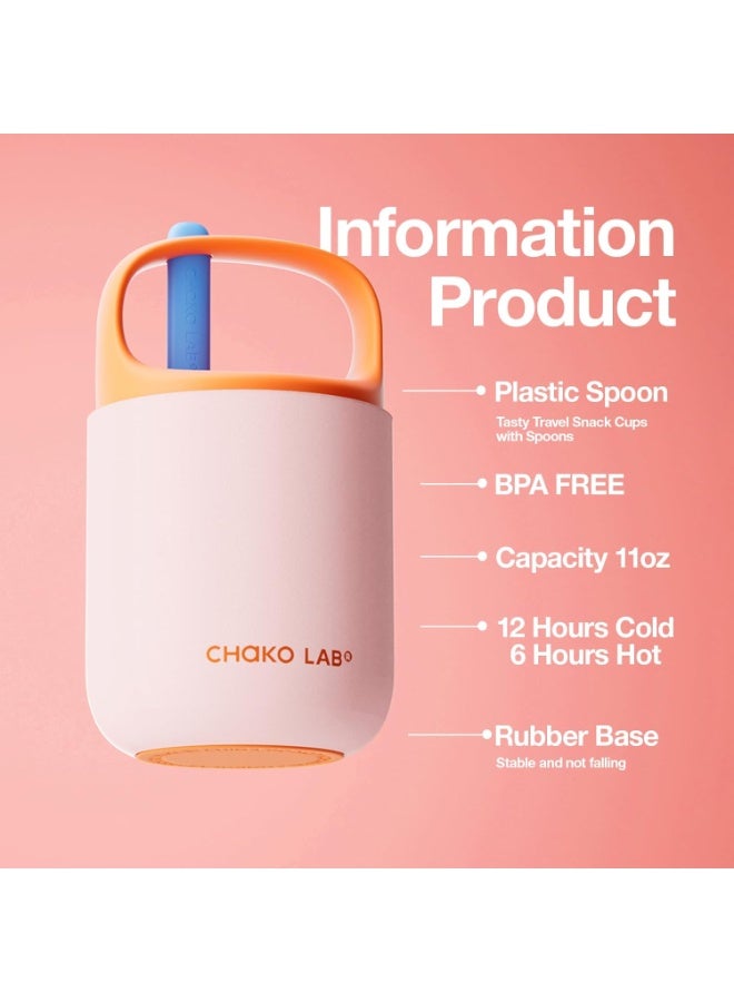 CHAKO LAB Food Jar 15 oz | Stainless Steel Vacuum Insulated for Hot Food and Cold Food | Wide Mouth Leak Proof Lunch Storage for Smoothie Bowl, Soup, Yogurt(Pink and Orange) - Image 3