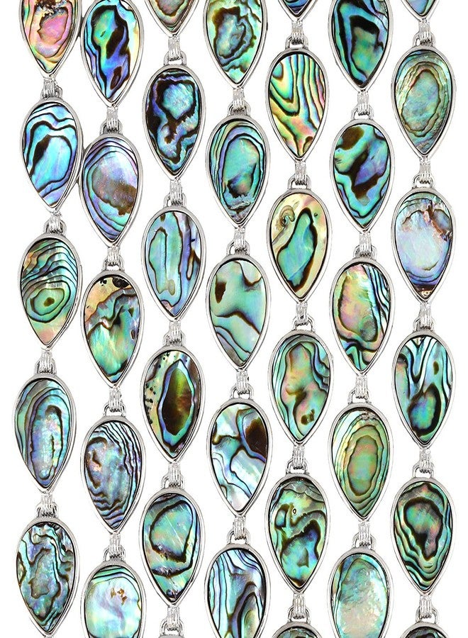 SUNYIK Natural Abalone Shell Bracelet for Women and Man, Adjustable Link Bangle for Unisex, Teardrop Shaped - Image 3