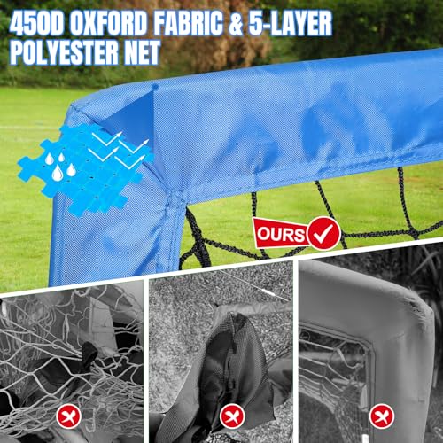 JOYAIRE Soccer Goals for Backyard Set, Portable Kids Toddler Soccer Goal 2 of 6' x 4', Soccer Net Soccer Training Equipment with Size 4 Soccer Ball, Carry Bag, Youth, Games, Sports, Outdoor Play(Blue) - Image 4